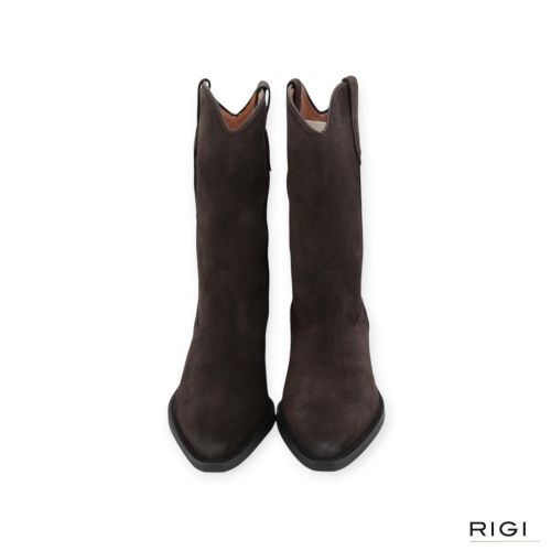 Pavement Nikki dames enkellaars in bruin suede leer.