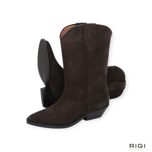 Pavement Nikki dames enkellaars in bruin suede leer.