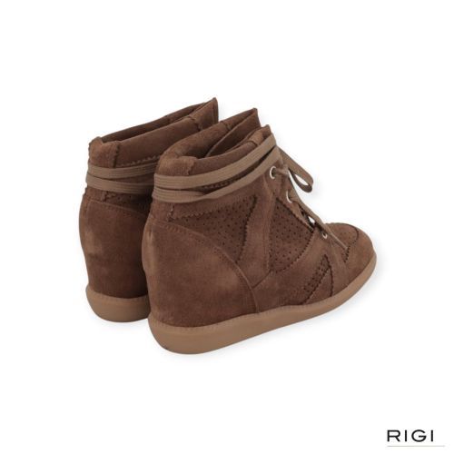 Pavement Pavibe 2 enkelsneaker, sneakerboot in bruin suède voor dames.