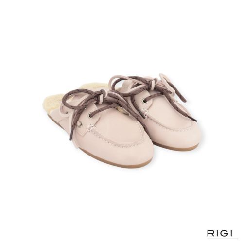 Pavement Yasma Lace Fur slipper in roze leer voor dames. Pavement Yasma Lace Fur slipper in roze leer voor dames.