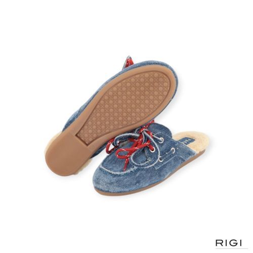 Pavement Yasma Lace Fur slipper in denim jeans voor dames. Pavement Yasma Lace Fur slipper in denim jeans voor dames.