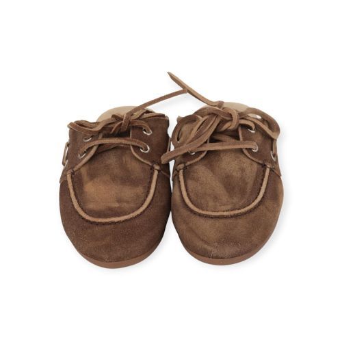 Pavement Yasma boatloafer muil, slipper in bruin suède voor dames. Pavement Yasma boatloafer muil, slipper in bruin suède voor dames.
