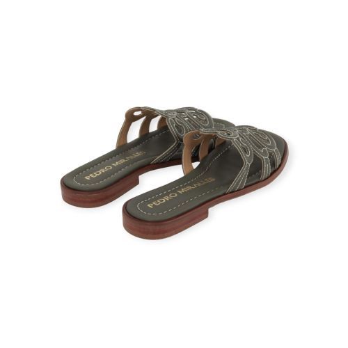 Pedro Miralles slipper in groen leer voor dames.