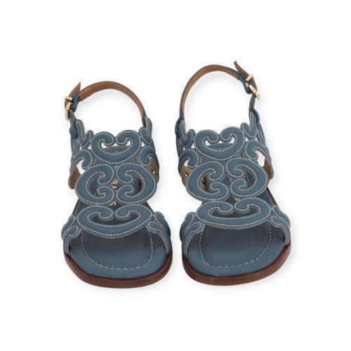 Pedro miralles dames sandaal plat in het licht blauw leer.