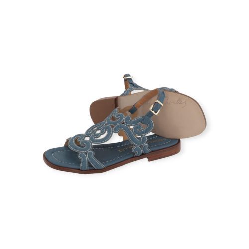 Pedro miralles dames sandaal plat in het licht blauw leer.