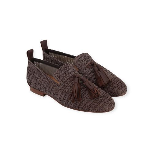 Pedro Miralles dames mocassin in bruin raffia. Pedro Miralles dames mocassin in bruin raffia.