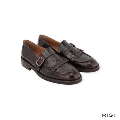 Pedro Miralles 24017 mocassin in bruin crocco leer voor dames. Pedro Miralles 24017 mocassin in bruin crocco leer voor dames.