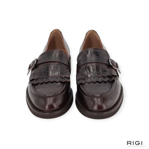 Pedro Miralles 24017 mocassin in bruin crocco leer voor dames. Pedro Miralles 24017 mocassin in bruin crocco leer voor dames.