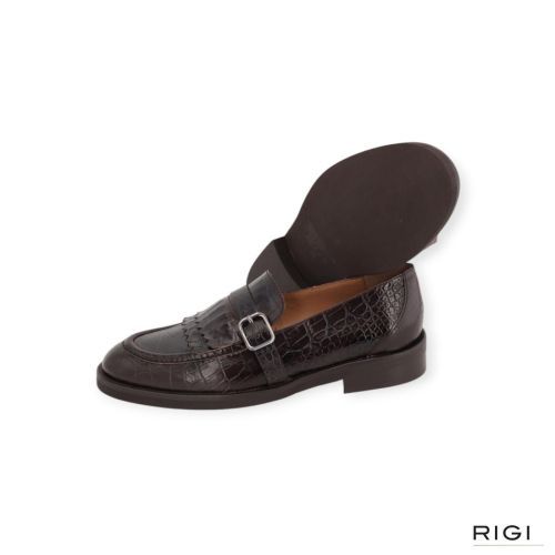 Pedro Miralles 24017 mocassin in bruin crocco leer voor dames. Pedro Miralles 24017 mocassin in bruin crocco leer voor dames.