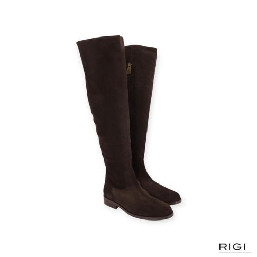 Pedro MIralles dames laars in bruin suede stretch leer. Pedro MIralles dames laars in bruin suede stretch leer.