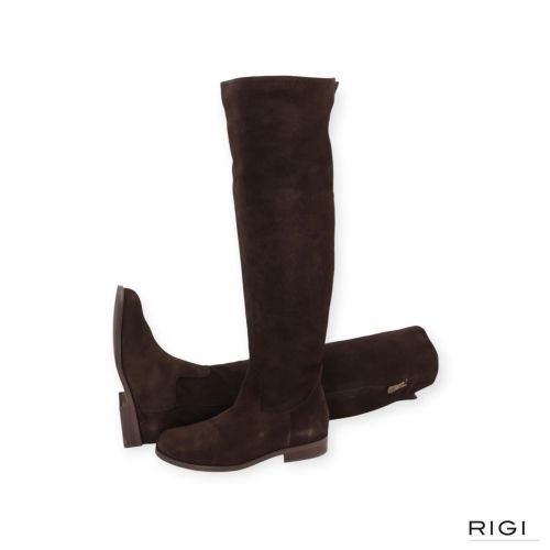 Pedro MIralles dames laars in bruin suede stretch leer. Pedro MIralles dames laars in bruin suede stretch leer.