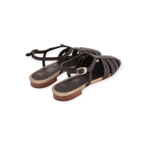 Pertini sandaal in bruin geweven / tressée leer voor dames.  