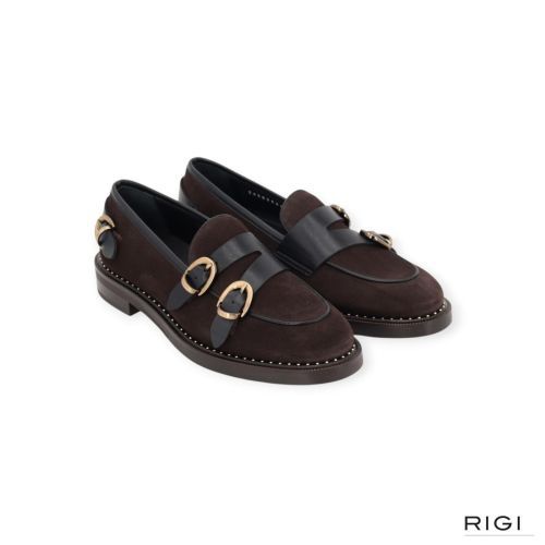 Pertini dames mocassin in bruin suede leer.