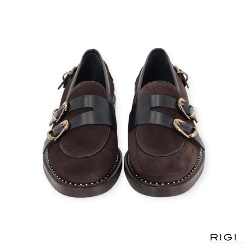 Pertini dames mocassin in bruin suede leer.