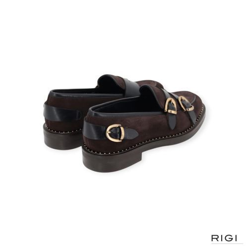 Pertini dames mocassin in bruin suede leer.