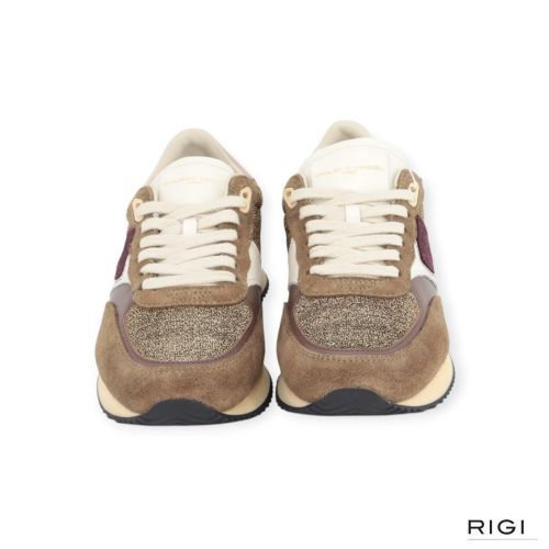Philippe Model BLVILLE BVLD GR06 sneaker in kaki glitter goud voor dames.