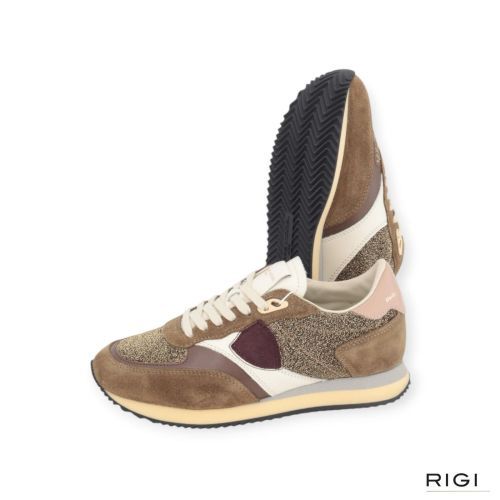 Philippe Model BLVILLE BVLD GR06 sneaker in kaki glitter goud voor dames.