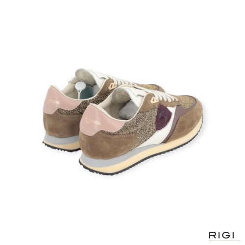 Philippe Model BLVILLE BVLD GR06 sneaker in kaki glitter goud voor dames.