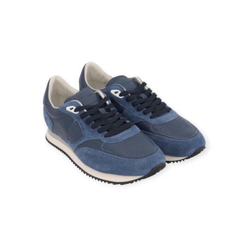 Philippe Model Blville low sneaker in blauw leer voor heren.