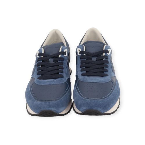 Philippe Model Blville low sneaker in blauw leer voor heren.