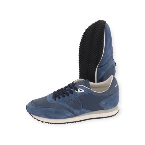 Philippe Model Blville low sneaker in blauw leer voor heren.