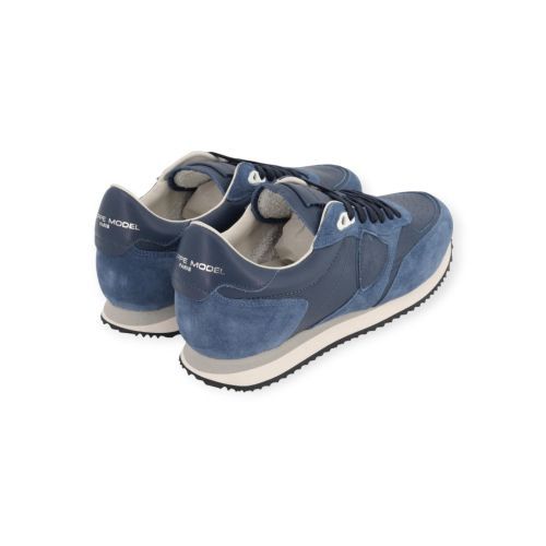 Philippe Model Blville low sneaker in blauw leer voor heren.