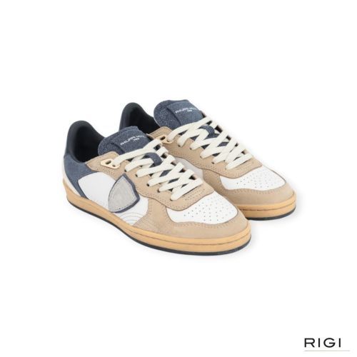 Philippe Model PGAL PGLD XG01 sneaker in offwit met beige voor dames.