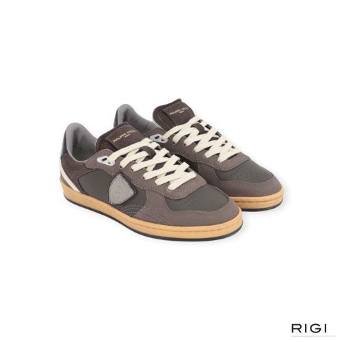 Philippe Model PGAL PGLD XG02 sneaker in bruin leer, glitter, suède voor dames. Philippe Model PGAL PGLD XG02 sneaker in bruin leer, glitter, suède voor dames.