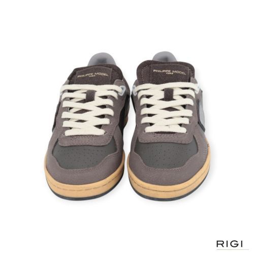 Philippe Model PGAL PGLD XG02 sneaker in bruin leer, glitter, suède voor dames. Philippe Model PGAL PGLD XG02 sneaker in bruin leer, glitter, suède voor dames.
