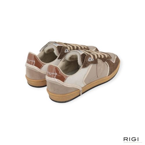 Philippe Model PGAL PGLU VXE4 sneaker in licht bruin suède met beige leer voor heren. 