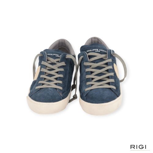 Philippe Model PRSX PRLU XS23 sneaker voor heren in blauw suède. Philippe Model PRSX PRLU XS23 sneaker voor heren in blauw suède.