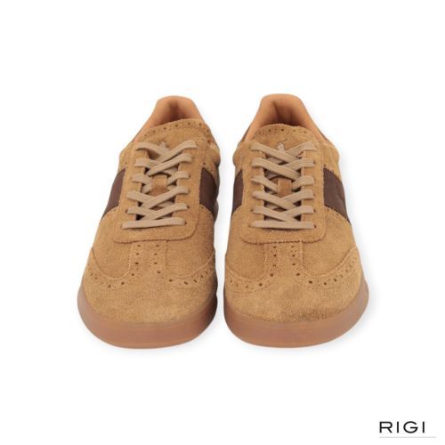 Polo Ralph Lauren HRT Aera in cognac suède met bruin leer voor heren. Polo Ralph Lauren HRT Aera in cognac suède met bruin leer voor heren.