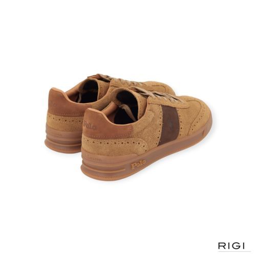 Polo Ralph Lauren HRT Aera in cognac suède met bruin leer voor heren. Polo Ralph Lauren HRT Aera in cognac suède met bruin leer voor heren.