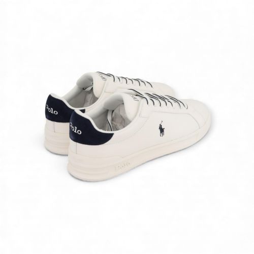 Polo Ralph Lauren Hrt Court sneaker voor heren in wit leer met blauw suède.