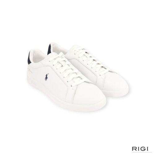 Polo Ralph Lauren HRT Court II heren sneaker in wit met blauw.