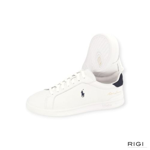 Polo Ralph Lauren HRT Court II heren sneaker in wit met blauw.