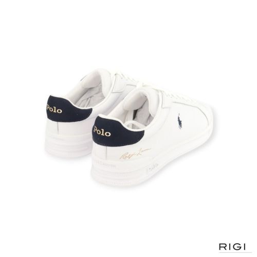 Polo Ralph Lauren HRT Court II heren sneaker in wit met blauw.