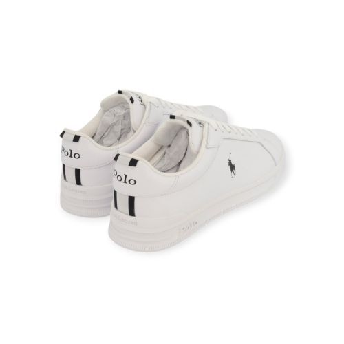 Polo Ralph Lauren Hrt Court II heren sneaker in het wit leer met zwart.