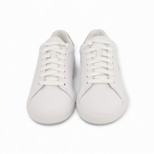 Polo Ralph Lauren Hrt Court sneaker voor heren in wit leer met zand suède.