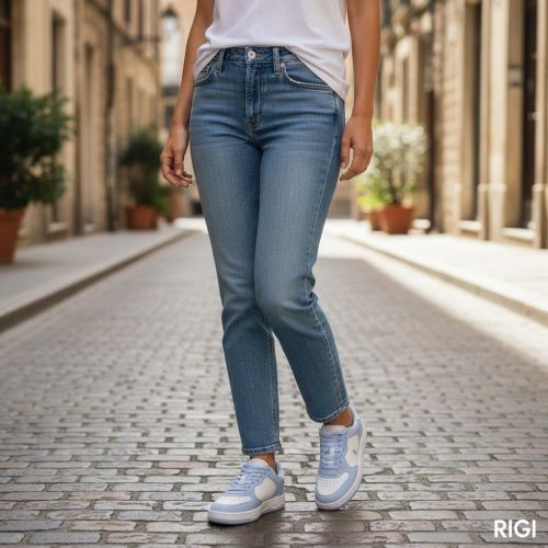 Polo ralph Lauren Master Court dames sneaker in wit met licht blauw leer.