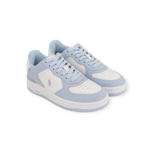 Polo ralph Lauren Master Court dames sneaker in wit met licht blauw leer.