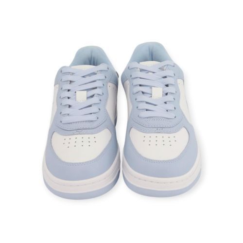 Polo ralph Lauren Master Court dames sneaker in wit met licht blauw leer.