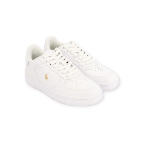 Polo ralph Lauren Master Court dames sneaker in wit met goud leer.