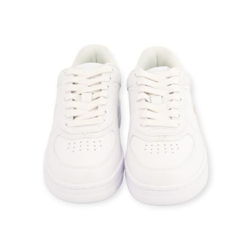 Polo ralph Lauren Master Court dames sneaker in wit met goud leer.