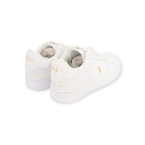 Polo ralph Lauren Master Court dames sneaker in wit met goud leer.