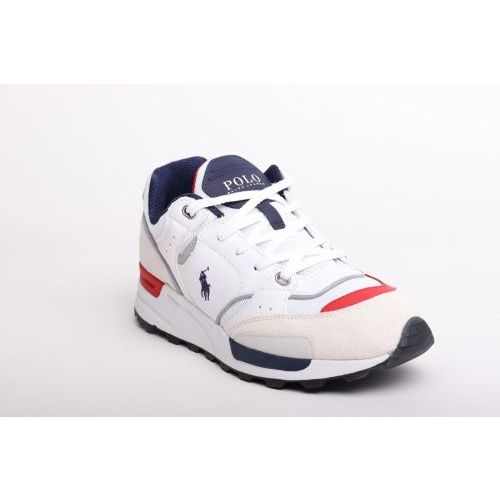 Polo Ralph Lauren heren sneaker in combi wit / blauw / rood leer Trackstr 200