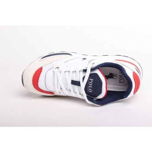 Polo Ralph Lauren heren sneaker in combi wit / blauw / rood leer Trackstr 200