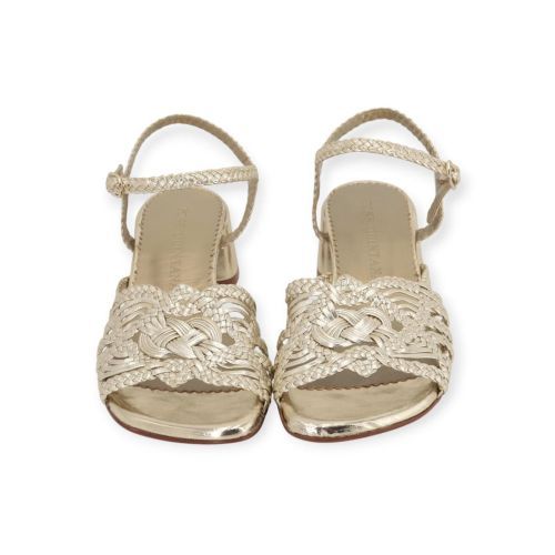 Pons Quintana Ingrit sandaal in goud tressée voor dames. Pons Quintana Ingrit sandaal in goud tressée voor dames.