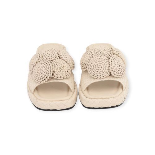 Pons Quintana Malta slipper in off wit tressée voor dames. Pons Quintana Malta slipper in off wit tressée voor dames.