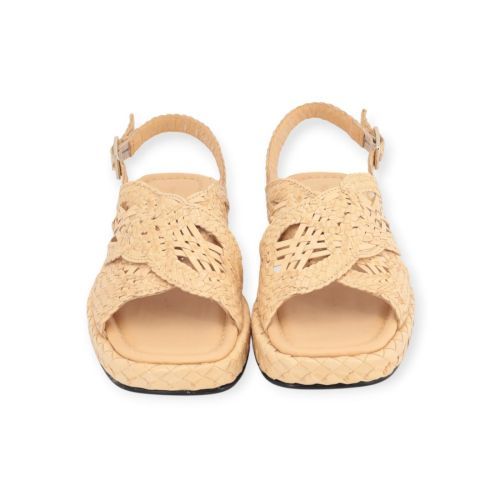 Pons Quintana Malta sandaal in licht beige tressée voor dames. 